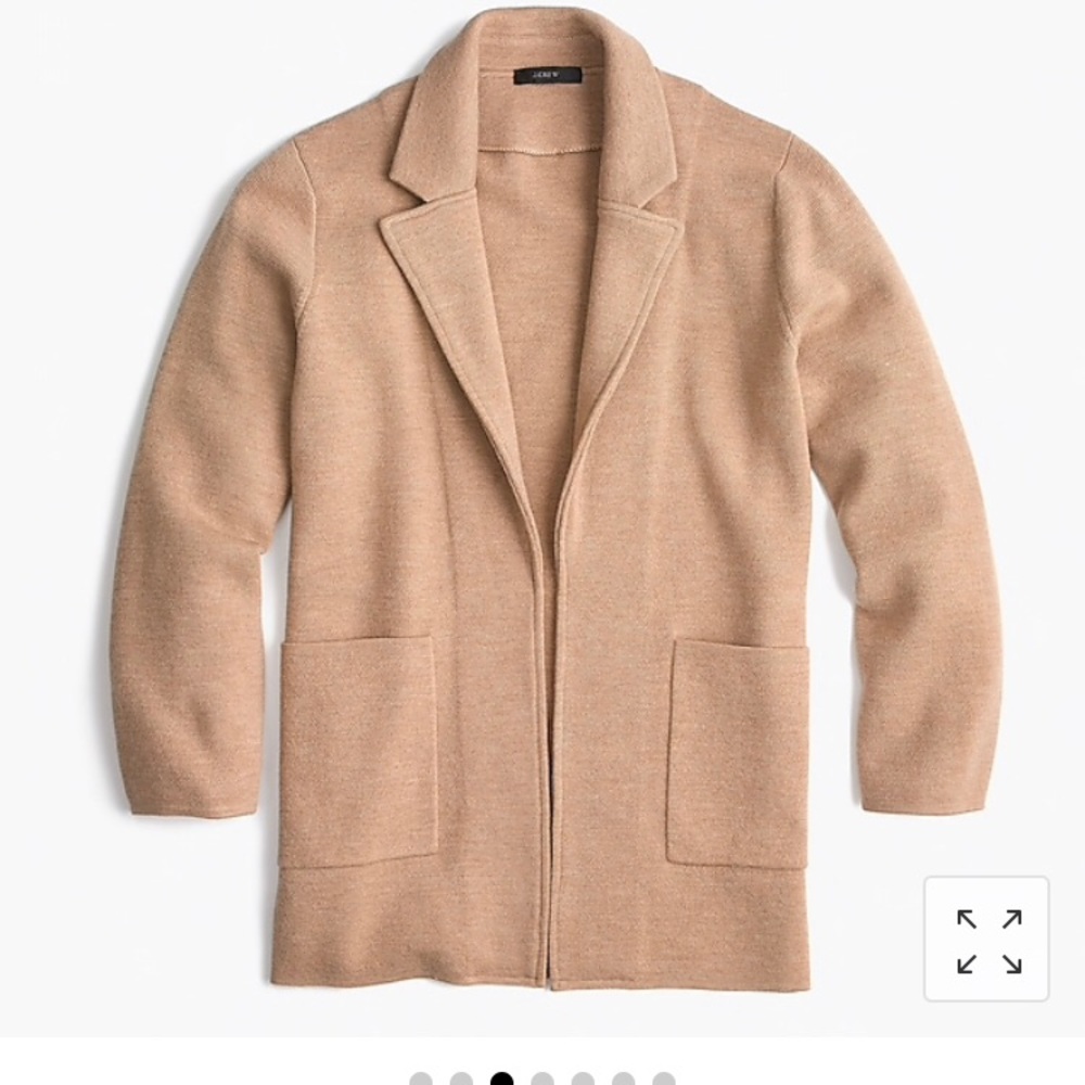 JCrew Sophie Open-Front Sweater-Blazer HTHR Khaki